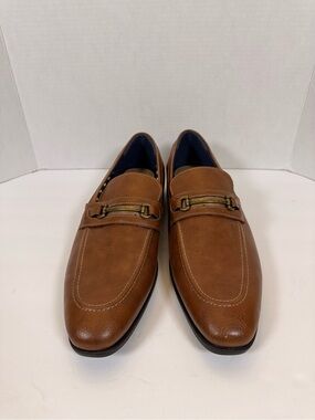 Men's Brown Leather Bit-Detail Slip-On Loafers